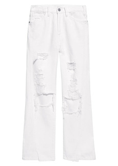 FRAME Le Jane Mid-Rise Distressed Cropped Straight-Leg Mini Slit Jeans
