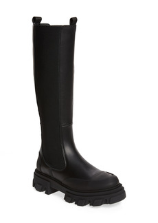 Ganni Calf Leather High Chelsea Boot in Black at Nordstrom