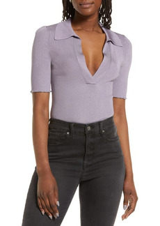 Good American Ribbed Polo in Dusty Violet001 at Nordstrom