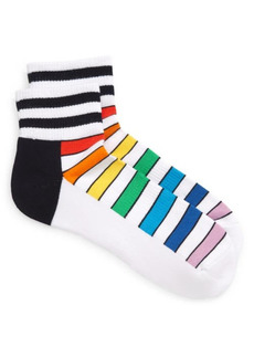 Happy Socks Multistripe Quarter Socks in White/Multi at Nordstrom