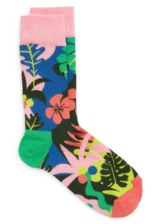 Happy Socks Tropical Garden Crew Socks in Medium Pink at Nordstrom