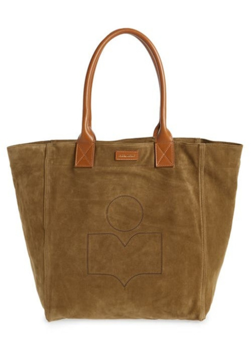 Isabel Marant Yenky Logo Suede Tote in Khaki at Nordstrom