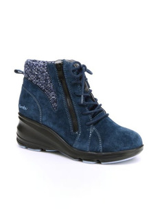 Jambu Stella Water Resistant Lace-Up Wedge Bootie in Navy at Nordstrom