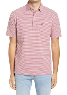 johnnie-O Hangin' Out Dante Stripe Pocket Polo in Malibu Red at Nordstrom