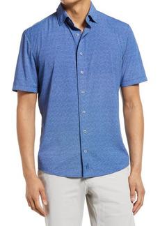 johnnie-O Marsten Solid Stretch Short Sleeve Button-Up Shirt in Oceanside at Nordstrom