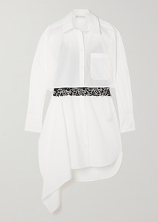 JW Anderson Asymmetric Lace-trimmed Cotton-poplin Shirt Dress