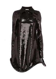 JW Anderson Asymmetric Sequin-Embroidered Polo Minidress