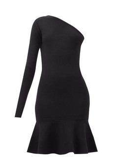 JW Anderson - Fluted One-shoulder Stretch-knit Mini Dress - Womens - Black
