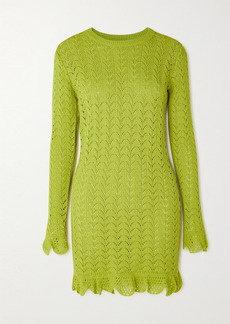 JW Anderson Ruffled Crochet-knit Cotton Mini Dress