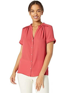 Karl Lagerfeld Women's Button Front Top with Ruffle Detail