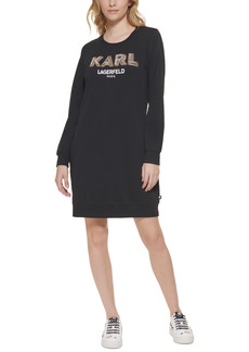 Karl Lagerfeld Paris Embellished Logo Sweatshirt Dress