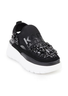 Karl Lagerfeld Paris Mika Crystal Slip-On Platform Sneaker in Black at Nordstrom