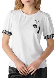 KARL LAGERFELD PARIS Puff Sleeve Patches Tee