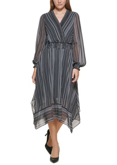 Karl Lagerfeld Paris Smocked-Trim Midi Dress