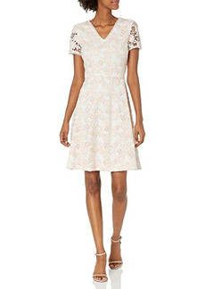 Karl Lagerfeld Women's Chemical Lace Fit and Flare Dress