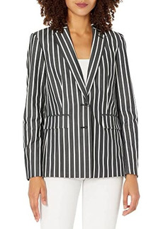 Karl Lagerfeld Women's Striped Notch Collar Jacket