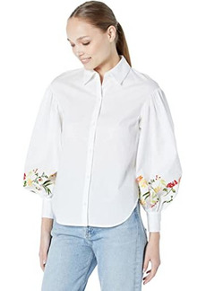 Kate Spade Embroidered Gathered Sleeve Shirt