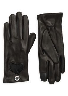 kate spade new york spade heart leather driver gloves in Black at Nordstrom