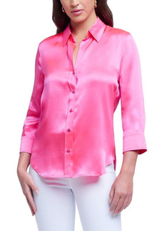 L'AGENCE Dani Silk Charmeuse Blouse in Ros at Nordstrom
