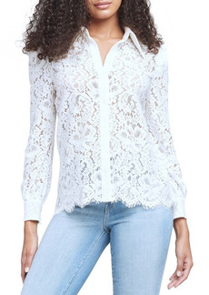 L'AGENCE Jenica Sheer Lace Blouse in Ivory at Nordstrom