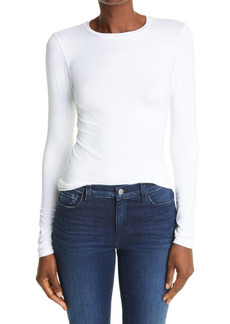 L'AGENCE Tess Long Sleeve Stretch Jersey Top in White at Nordstrom