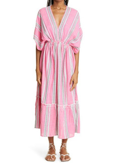 lemlem Amira Stripe Cotton Blend Cover-Up Dress in Pink at Nordstrom