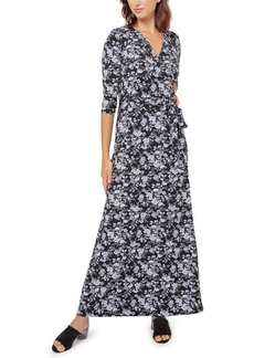 Leota Perfect Maxi Wrap Dress in Bqbk - Bouquet Black at Nordstrom
