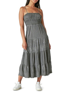 Lucky Brand Embroidered Beach Cutout Maxi Sundress in Grey at Nordstrom