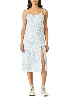 Lucky Brand Floral Sleeveless Cotton & Linen Midi Dress in Blue Multi at Nordstrom