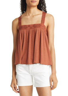 Lucky Brand Lace Trim Strappy Tank Top in Sequoia at Nordstrom