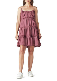 Lucky Brand Tiered Cotton Minidress in Burgundy at Nordstrom