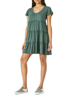 Lucky Brand Tiered T-Shirt Dress in Balsam Green at Nordstrom