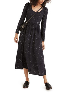 Madewell Alicia Long Sleeve Scoop Neck Midi Dress in Night Vision at Nordstrom