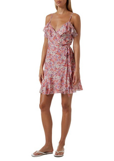 Melissa Odabash Simona Floral Metallic Cover-Up Wrap Dress in Ditsy Pink at Nordstrom