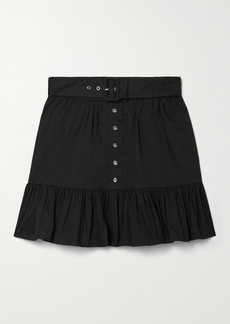 MICHAEL Michael Kors Belted Gathered Organic Cotton-blend Poplin Mini Skirt