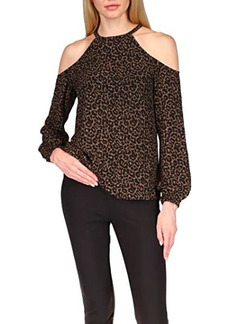 MICHAEL Michael Kors Cheetah Lace Cold-Shoulder Top