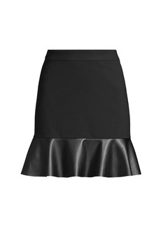 MICHAEL Michael Kors Leather Ruffle Skirt