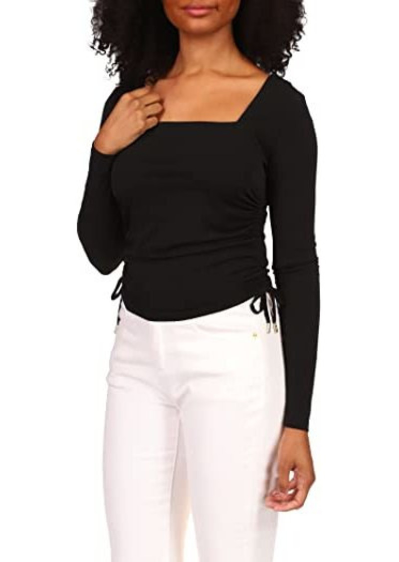 MICHAEL Michael Kors Square Neck Ruched Long Sleeve Top