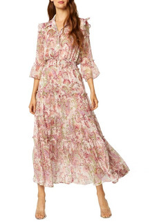 MISA Los Angeles Pamelina Floral Print Ruffle Long Sleeve Maxi Dress in Rainbow Paisley at Nordstrom