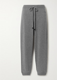 Moncler Leather-trimmed Wool And Cashmere-blend Track Pants