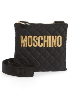 Moschino Logo Quilted Nylon Crossbody Bag in Fantasy Print Black at Nordstrom