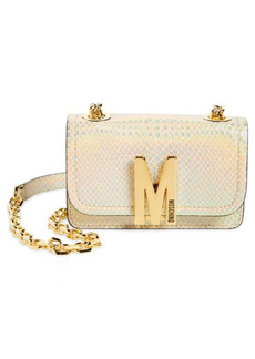 Moschino M Iridescent Leather Shoulder Bag in Shiny Gold at Nordstrom