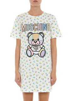 Moschino Patchwork Teddy Cotton T-Shirt Dress in Fantasy Print White at Nordstrom