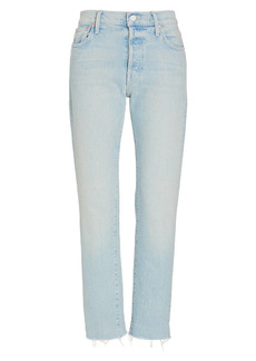 Mother Denim The Scrapper High-Rise Stretch Fray Ankle Jeans