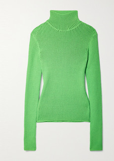 Nanushka Senna Open-knit Cotton-blend Turtleneck Sweater
