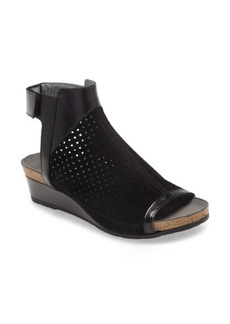 Naot Oz Wedge Sandal in Black Suede/Leather at Nordstrom