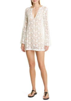 Nili Lotan Cora Long Sleeve Cotton Lace Dress in Ivory at Nordstrom