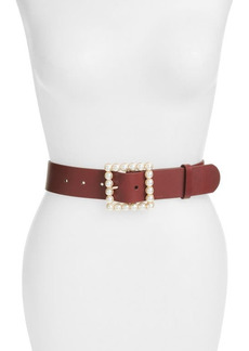 Nordstrom Pearly Buckle Belt in Burgundy at Nordstrom