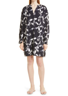 Nordstrom Signature Stretch Silk Tunic Dress in Navy Night Botanical Blooms at Nordstrom