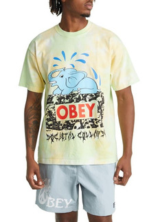 Obey Societal Collapse Tie Dye Organic Cotton Graphic Tee in Aloe Gel B at Nordstrom